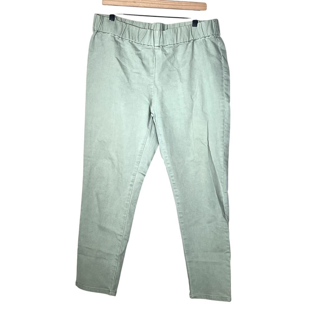 Soft Surroundings green casual straight leg pants size large petite PL B170